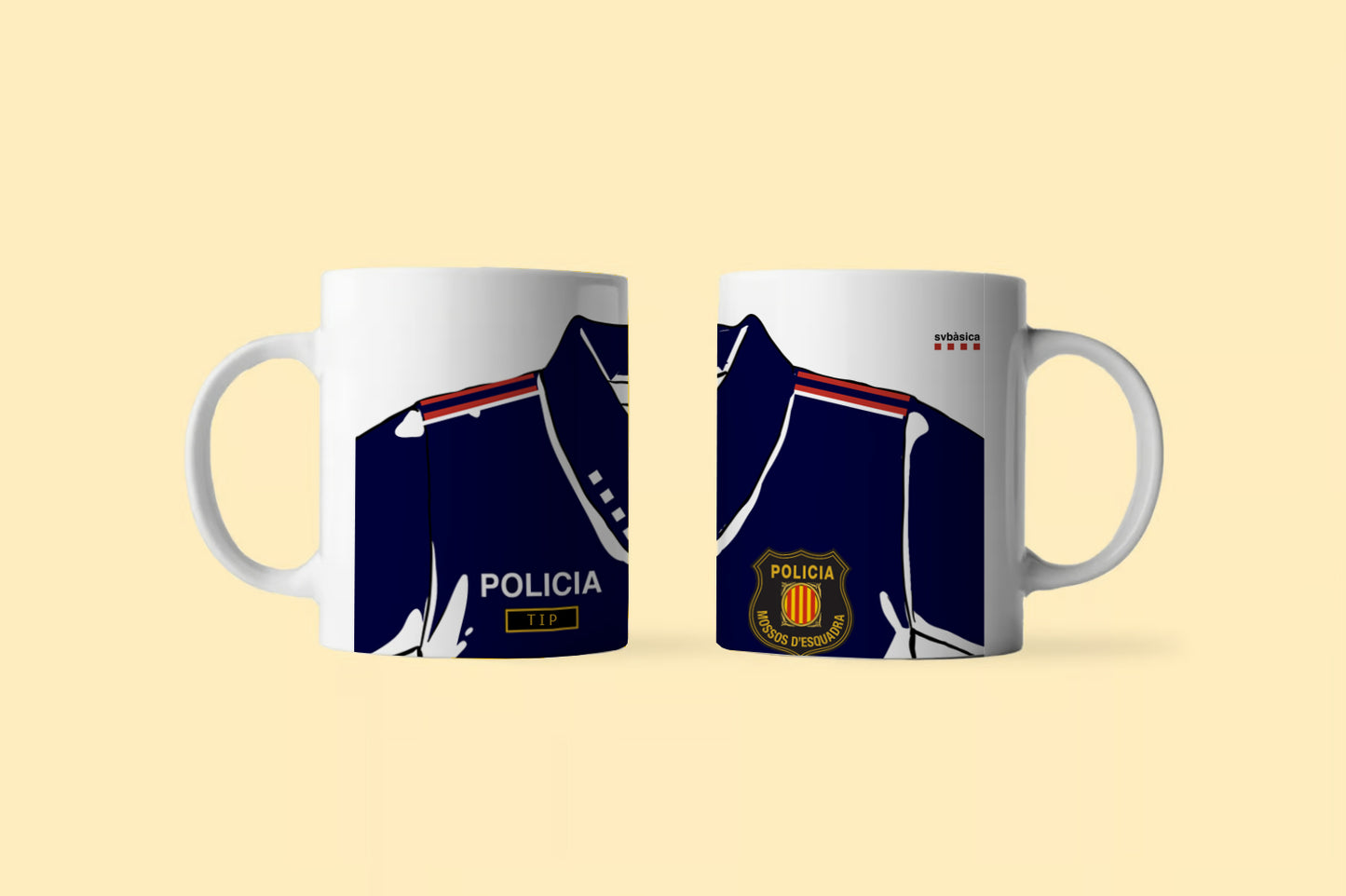 Taza de cerámica con el polo de los Mossos d'escuadra con el escudo de Mossos y espacio para personalizar el TIP